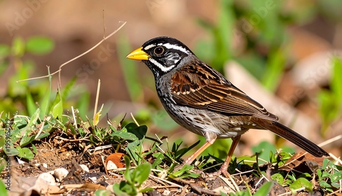 Bird foraging in undergrowth