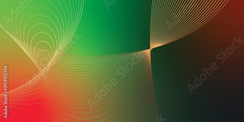 Glowing red, green, and black gradient light waves rising upward from a dark shadowed base against a grainy textured background with subtle luminous highlights, modern creative banner design
