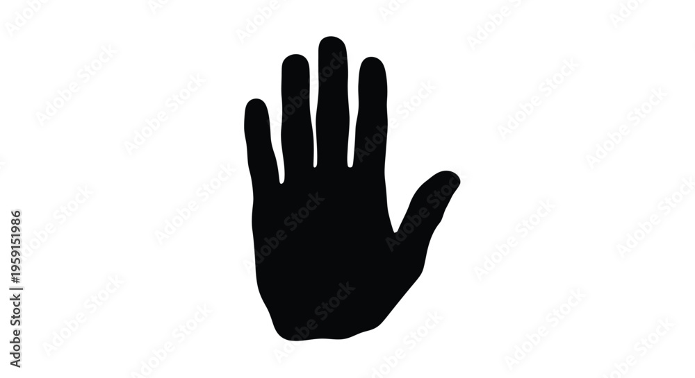 Fototapeta premium Silhouette of a human hand with fingers outstretched and palm open