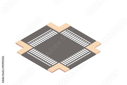 Isometric Road Crosswalk Intersection