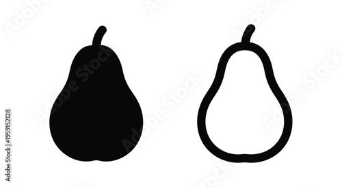 Two pear silhouettes one filled and one outlined in black