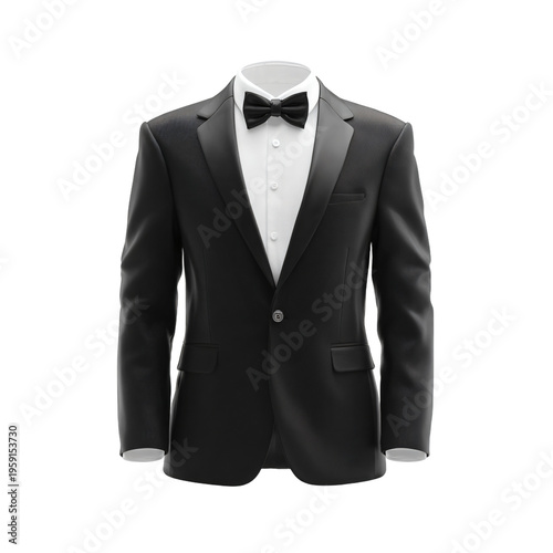 Canvas Print Elegant Black Jacket White Shirt Tuxedo Suit Mockup for Professional Attire Pres