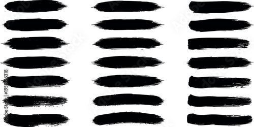 Black Paint Brush Stroke Underline Set Abstract Ink Lines