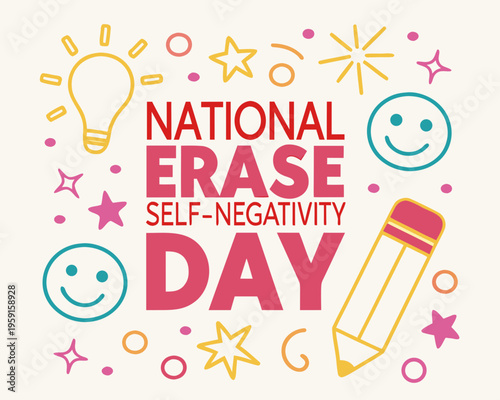 Positive Mindset Concept Vector, Celebrate Erasing Self-Negativity Illustration