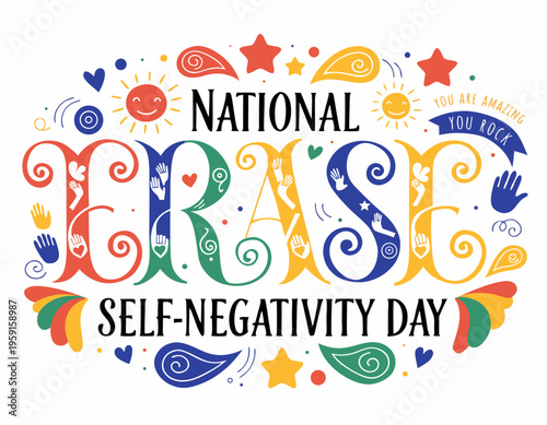 Empowered and Confident Woman Vector, National Erase Self-Negativity Day Design