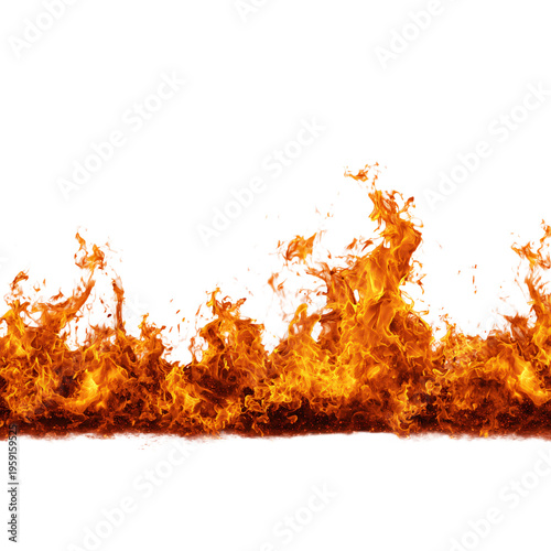 Professional Fire Border Isolated White Background Usage in Design Projects
