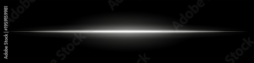 Horizontal white light beam composition. Bright glowing line, soft radiant center, dark gradient backdrop, subtle haze edges, minimal abstract atmosphere, luminous strip effect, focused illumination