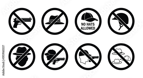Prohibited items hats guns and face coverings no access allowed