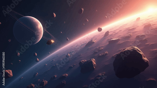 Space, galaxy, planets, asteroids, celestial bodies, cosmic landscape