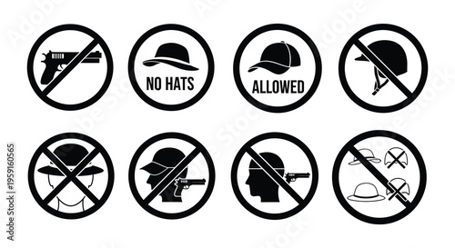 Prohibited items hats guns and face coverings no access allowed