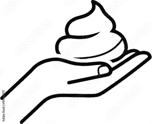 Minimalist hand holding shaving foam icon in line art style for barbershop logo and personal grooming service design
