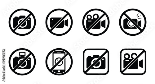 No photography or video recording allowed prohibition signs collection
