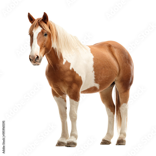 Professional Brown and White Horse Isolated on White Background for Marketing Materials and Graphic Designs
