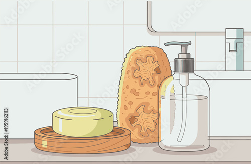 Bar of soap on wooden plate.