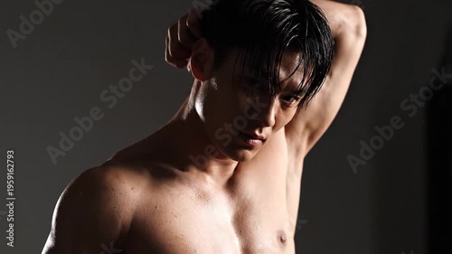 Muscular male torso with defined abs and toned arms