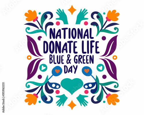 Empowered Woman Raising Awareness Silhouette, National Donate Life Day Vector Art