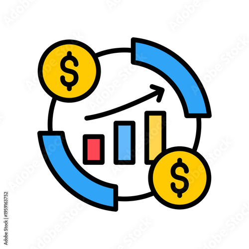 Business Cycle lineal color icon