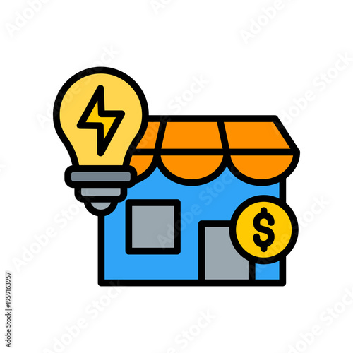 Market Power lineal color icon