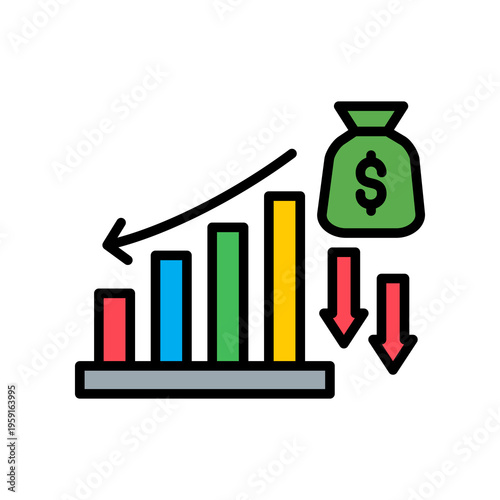 Budget Deficit lineal color icon