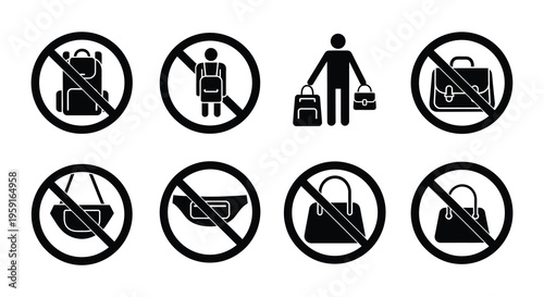 Prohibited items Bags and personal belongings not allowed within area