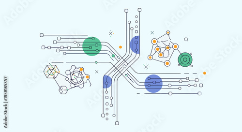 Circuit board with colorful electronic components.