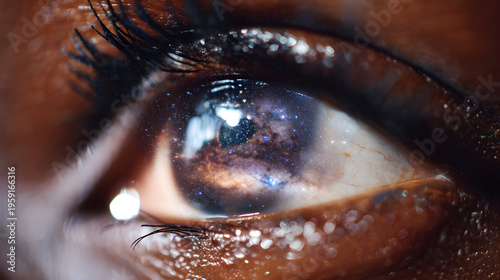 Stargazer’s Pupil Reflecting Milky Way Constellations