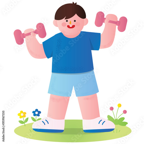 Healthy Lifestyle Illustration. Vector illustration of Person lifting dumbbells, representing strength training and active healthy lifestyle. Isolated on background