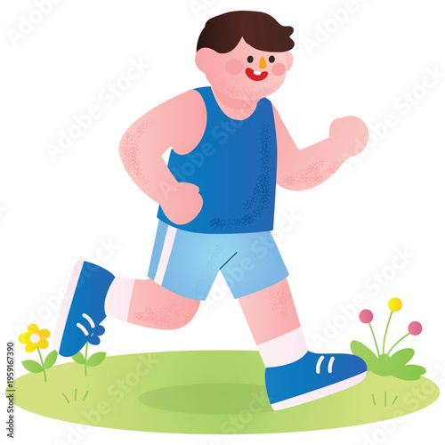 Healthy Lifestyle Illustration. Vector illustration of Person running outdoors, showing cardio exercise, endurance, and active lifestyle. Isolated on background