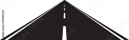 Asphalt road stretching into the distance on white background