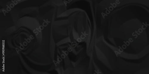 Dark black crumpled paper background. old paper wrinkle texture pattern. cardboard wrinkled arts craft and Seamless black crumpled paper.