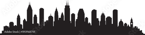 City skyline silhouette, urban landscape vector, black cityscape, modern skyline