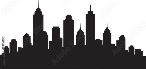 Black silhouette of a city skyline at night time