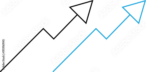 Curved upward arrow icon representing business growth success progress and positive direction isolated on transparent background