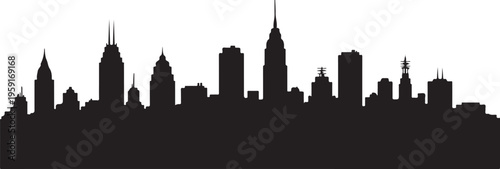 City skyline, urban silhouette, black cityscape, vector skyline