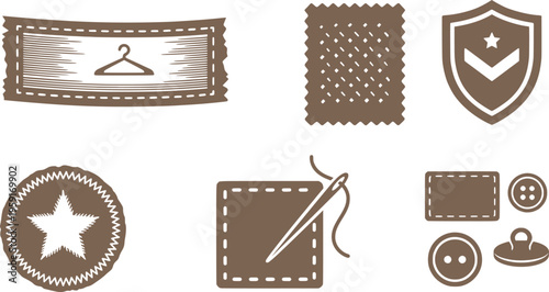 Patch Fabric-Patch Embroidered-Patch Badge-Patch Sew-On-Patch Clothing-Patch Iron-On-Patch Patch-Badge Textile-Patch Patch-Design Vector Set - Fabric Patch