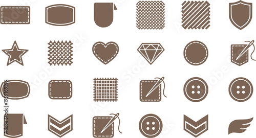 Patch Fabric-Patch Embroidered-Patch Badge-Patch Sew-On-Patch Clothing-Patch Iron-On-Patch Patch-Badge Textile-Patch Patch-Design Vector Set - Fabric Patch