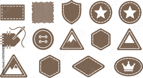 Patch Fabric-Patch Embroidered-Patch Badge-Patch Sew-On-Patch Clothing-Patch Iron-On-Patch Patch-Badge Textile-Patch Patch-Design Vector Set - Fabric Patch