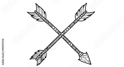 Tribal Arrows Crossed Illustration, Native American Design, Boho Style