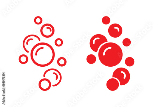 Soap bubbles icon. Foam bubble symbol. Sparkling water vector illustration. Fizzy soda drops sign. Oxygen sphere pictogram. Clean wash suds concept. Blue blowing bubbles icon set.