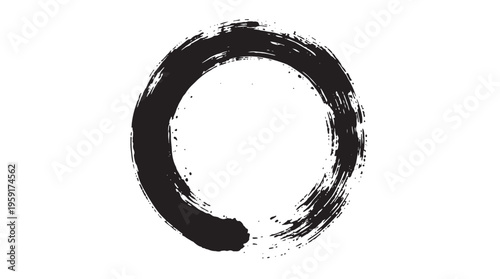 Enso, Zen circle, brush stroke, black ink, minimalist design element