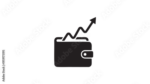 Finance, growth, wallet icon, increasing money concept, business vector