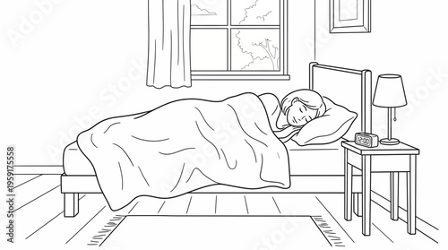 Experiencing the ultimate comfort of deep sleep in a tranquil bedroom environment