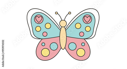 Colorful Butterfly with Heart Spots.