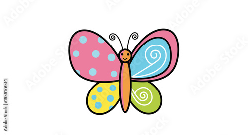 Colorful butterfly with open wings.