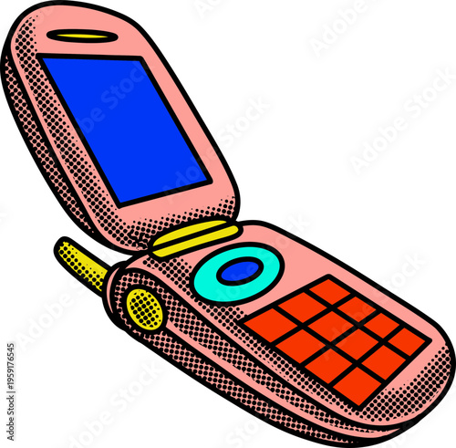 Vintage pink flip phone device.