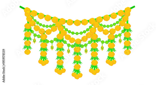 Decorative Indian Marigold Flower Garland for Festivals and Celebrations