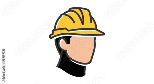 Construction Worker with Hard Hat Icon - Safety and Industry Symbol.