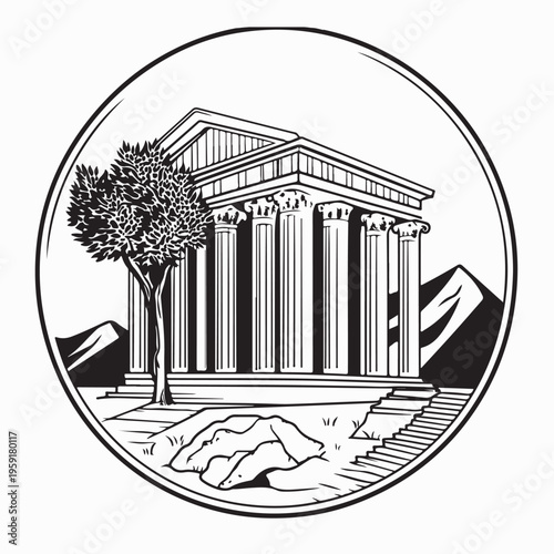 Classic Ionic Columns Of The Temple Of Artemis Vector Art