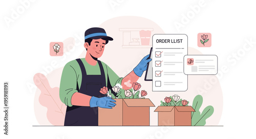Florist Packing Flower Order List Checklist Delivery Service Small Business E-commerce