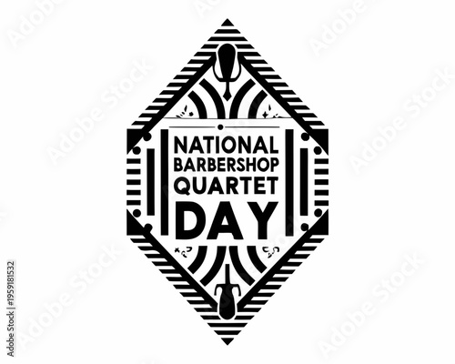 NATIONAL BARBERSHOP QUARTET DAY vector illustration isolated on white background